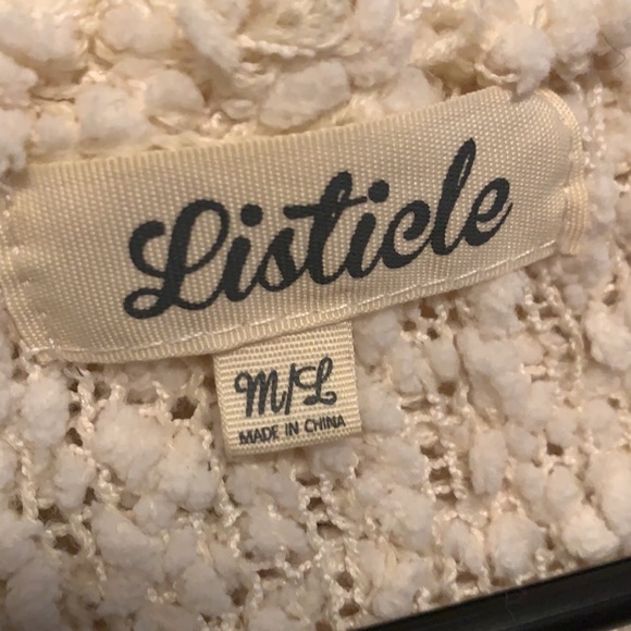 Listicle Chunky Fuzzy Popcorn Knit Button Front Long Lined Cardigan Hoodie Sz ML - Picture 3 of 7